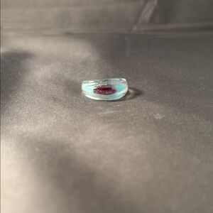 Unique Glass Ring with Pink Accent